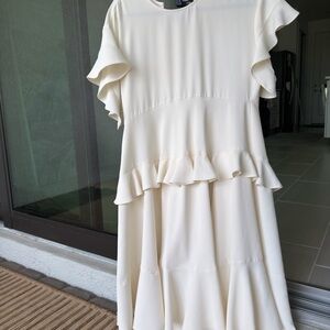 Zimmermann Cream Midi Dress with Ruffle Details